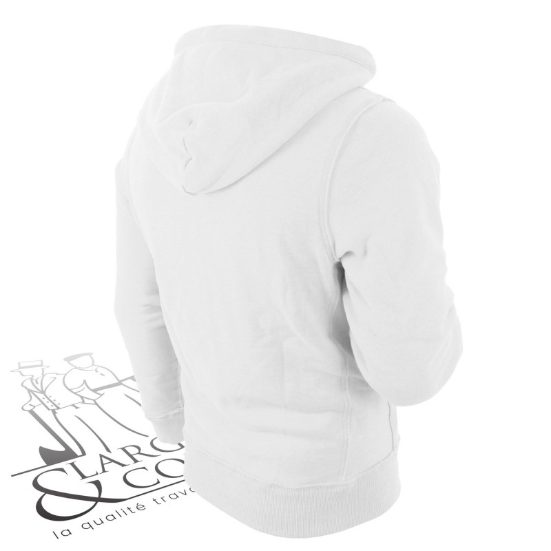 Sweat zippé à capuche blanc