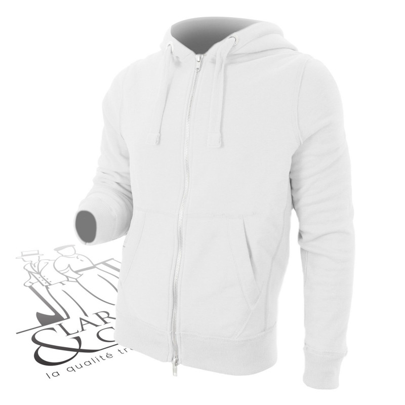 Sweat zippé à capuche blanc