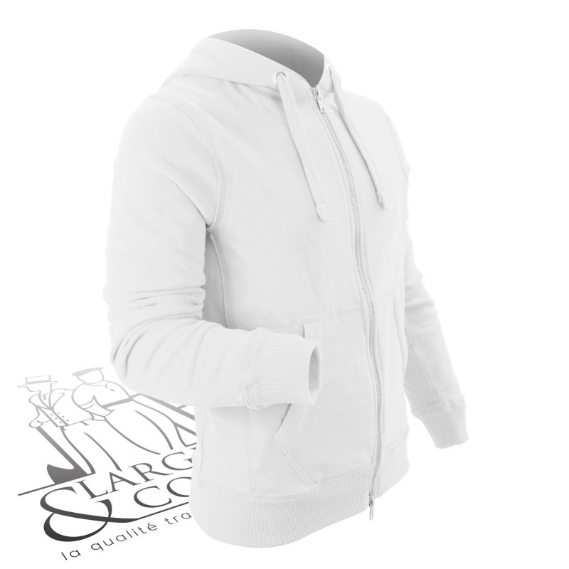 Sweat zippé à capuche blanc