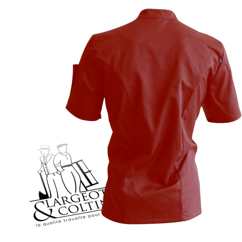 Veste de cuisine manches courtes bordeaux poche beige, Nero Robur