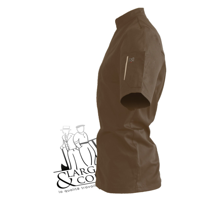 Veste de cuisine manches courtes moka poche beige, Nero Robur