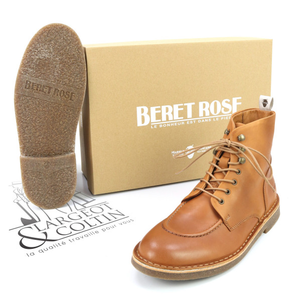 Chaussures montantes en cuir lisse Popek Béret Rose