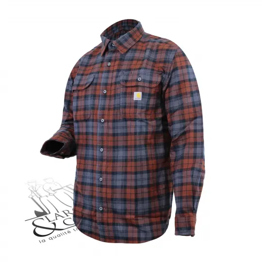 Chemise carhartt à carreaux rouge et bleue face