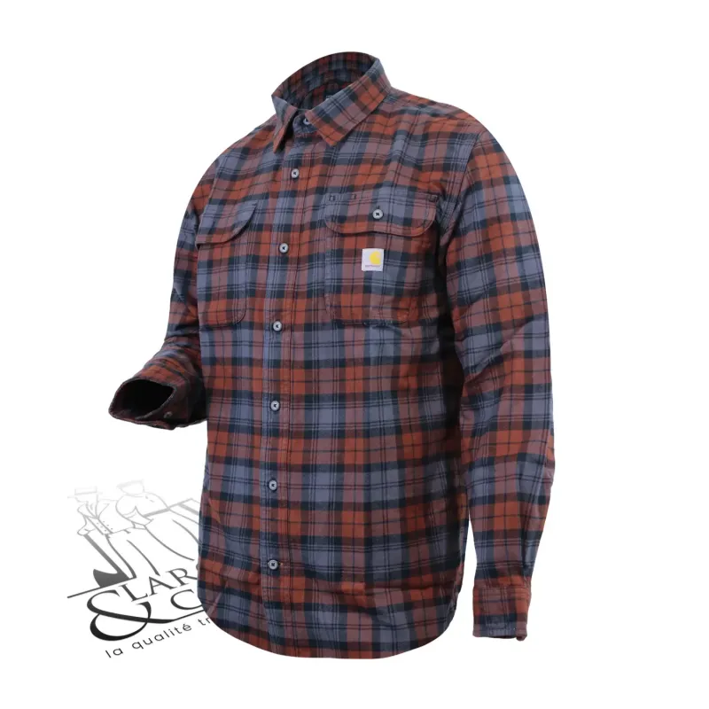 Chemise carhartt à carreaux rouge et bleue face