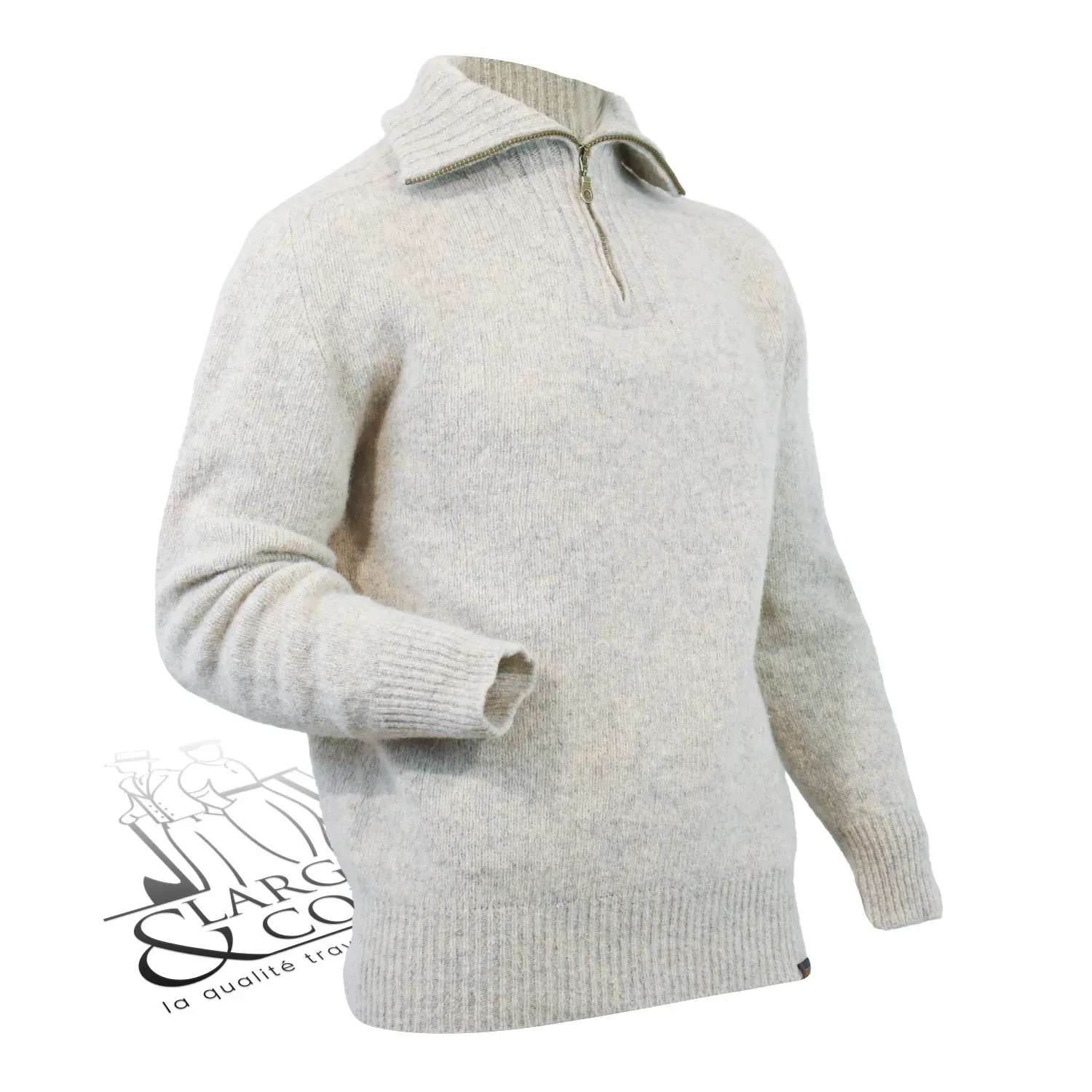 Pull camionneur écru en laine 100% français Le Laboureur
