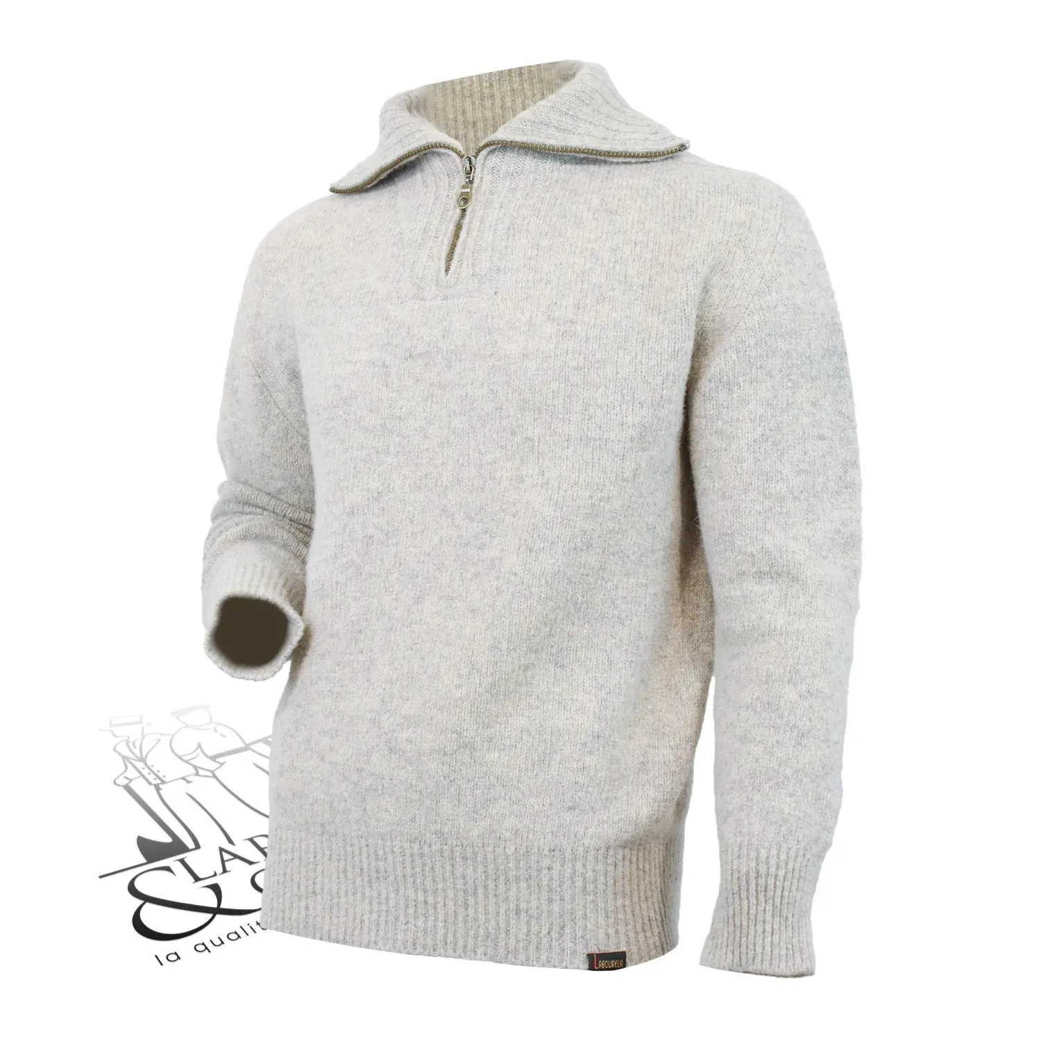 Pull camionneur écru en laine 100% français Le Laboureur