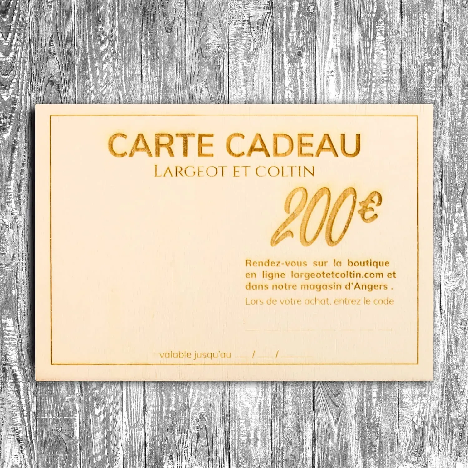 Carte cadeau avec gravure sur bois Largeot & Coltin