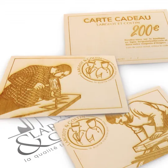 Carte cadeau avec gravure sur bois Largeot & Coltin