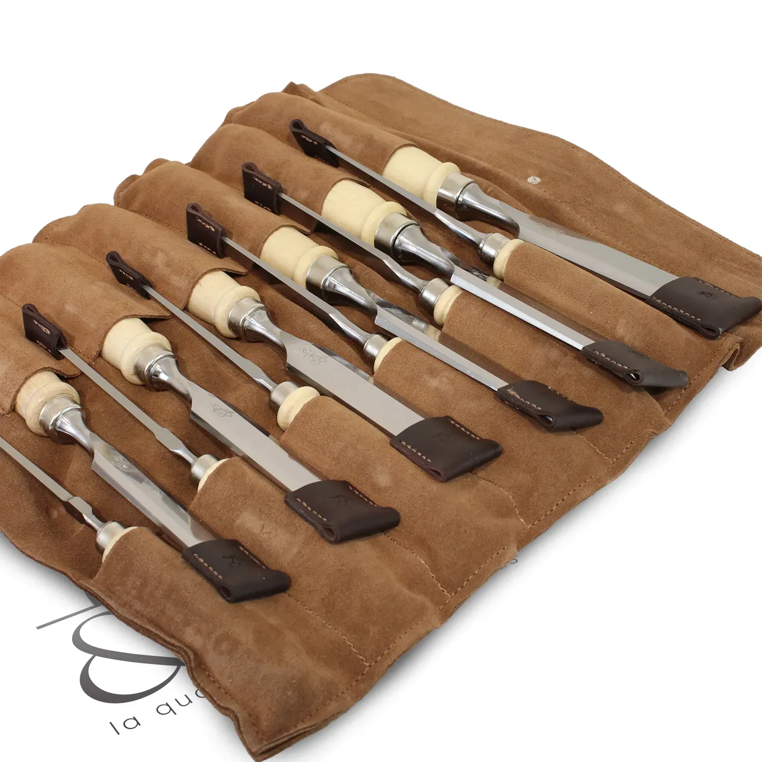 Set de 12 ciseaux à bois de menuisier Kirschen avec trousse en cuir
