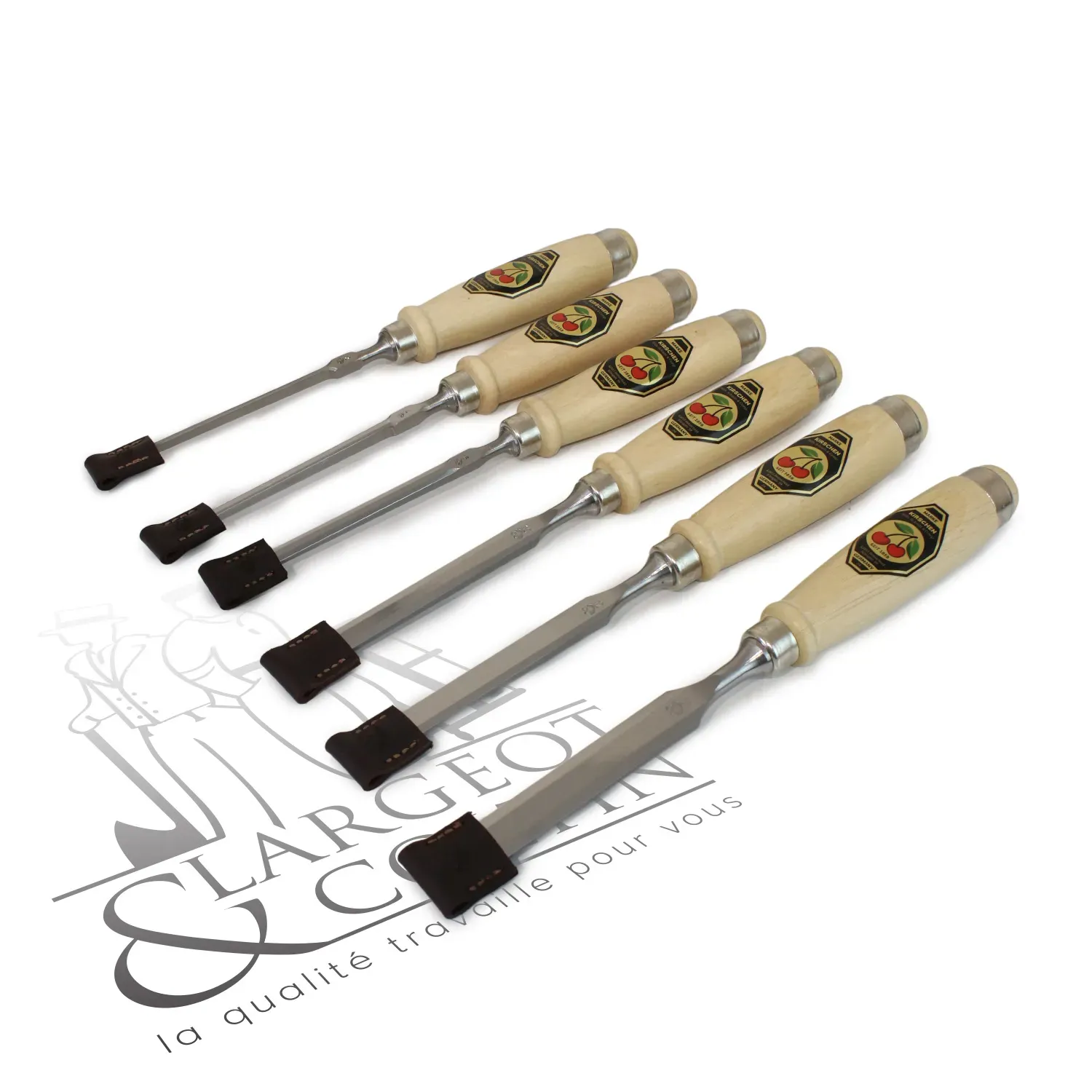 Set de 12 ciseaux à bois de menuisier Kirschen avec trousse en cuir