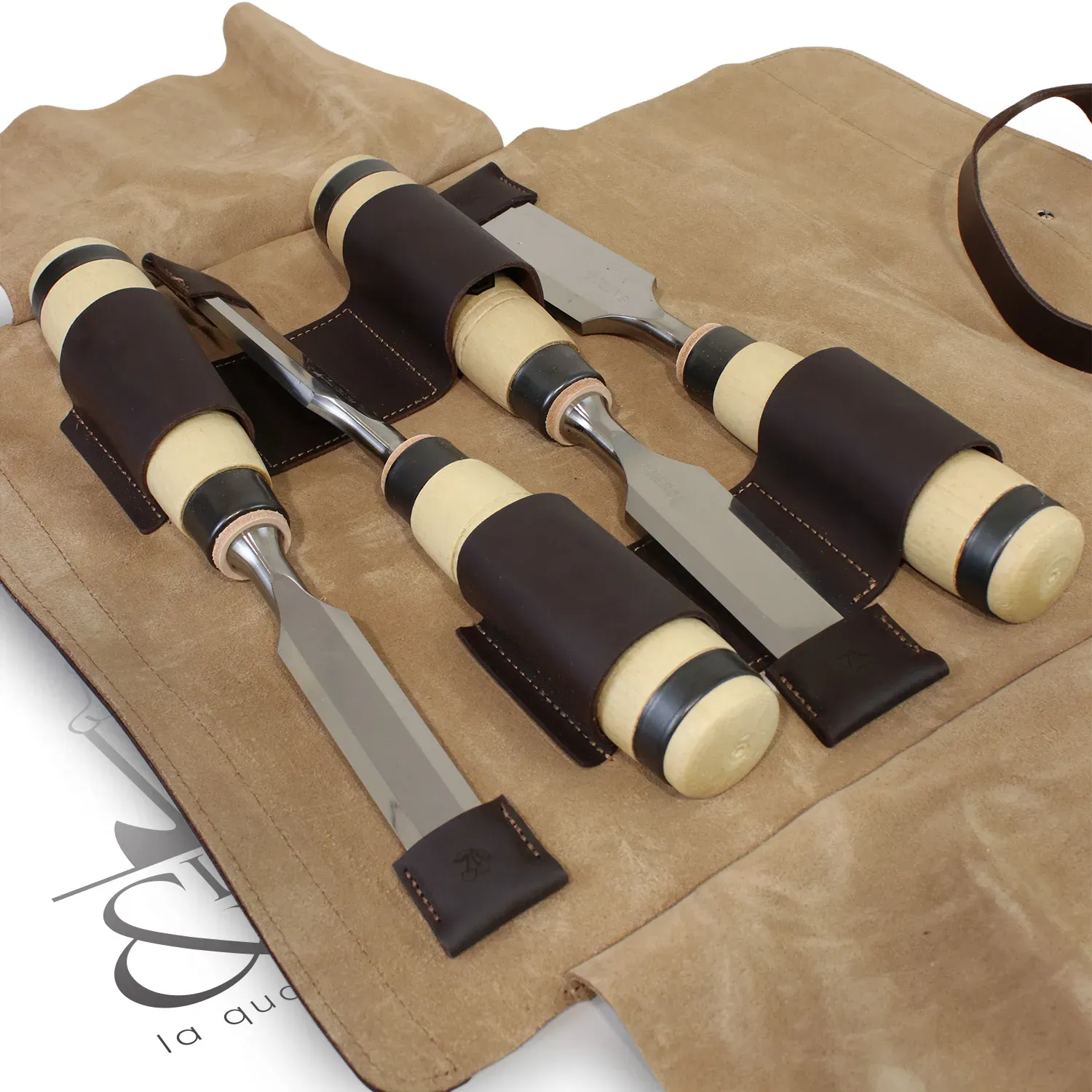 Set de 4 ciseaux de charpentier Kirschen avec trousse en cuir