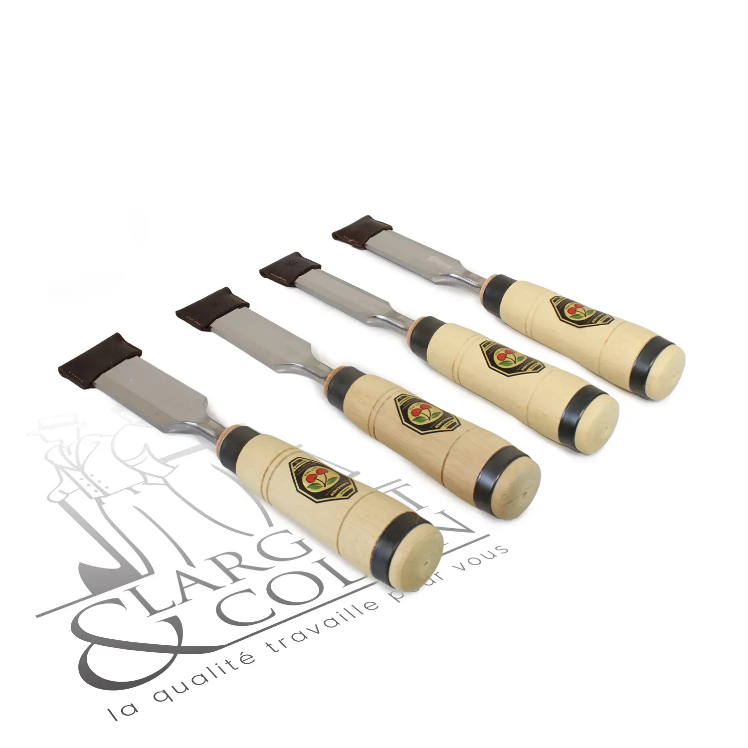Set de 4 ciseaux de charpentier Kirschen avec trousse en cuir