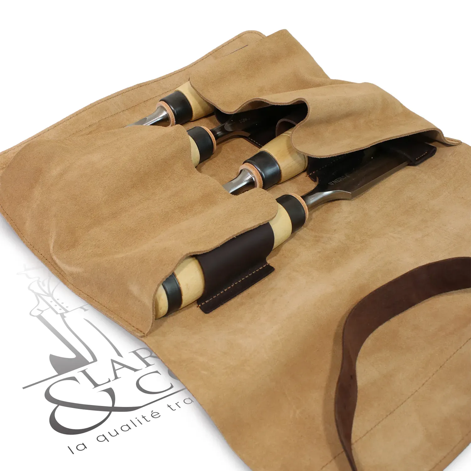 Set de 4 ciseaux de charpentier Kirschen avec trousse en cuir