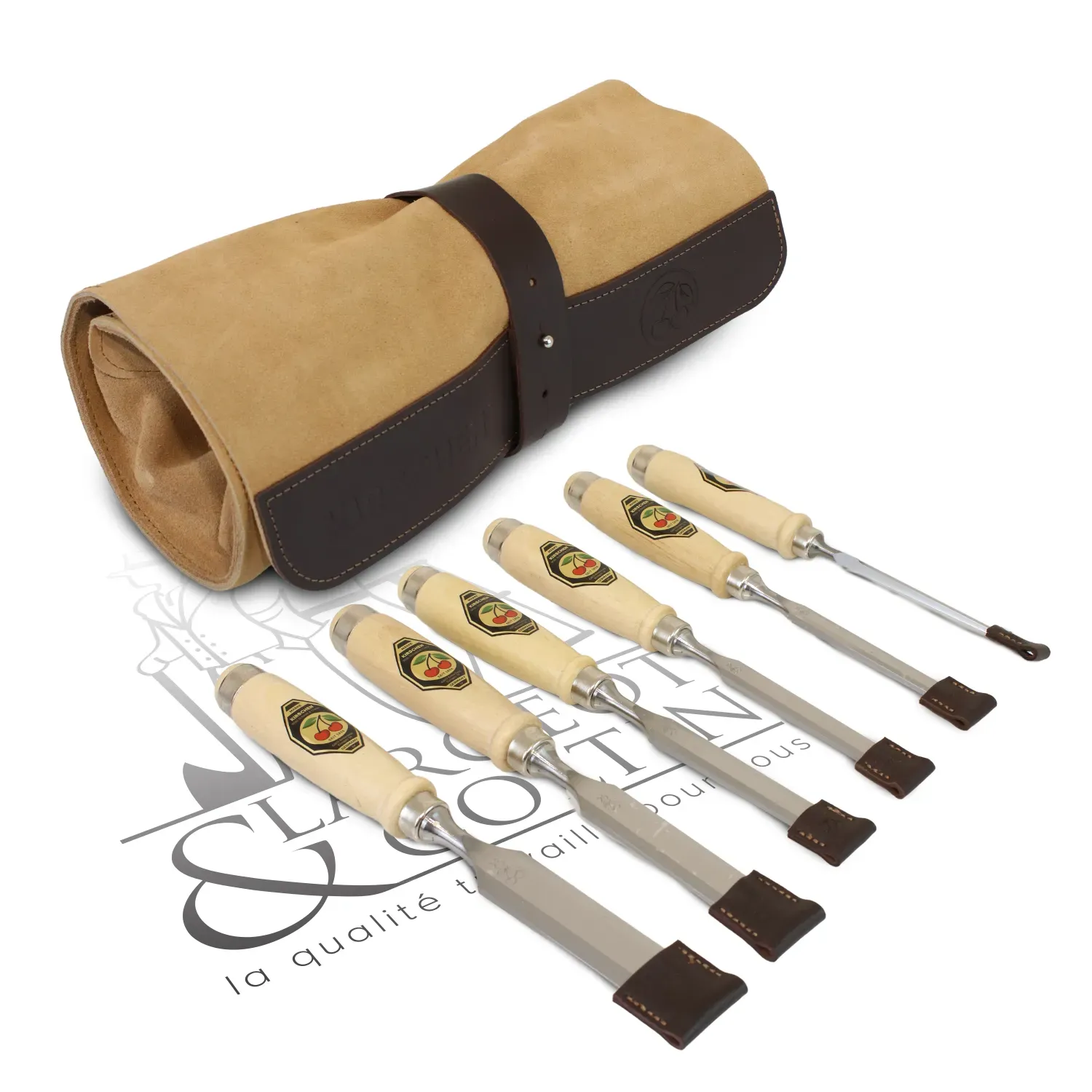 Set de 6 ciseaux de menuiser Kirschen avec trousse en cuir