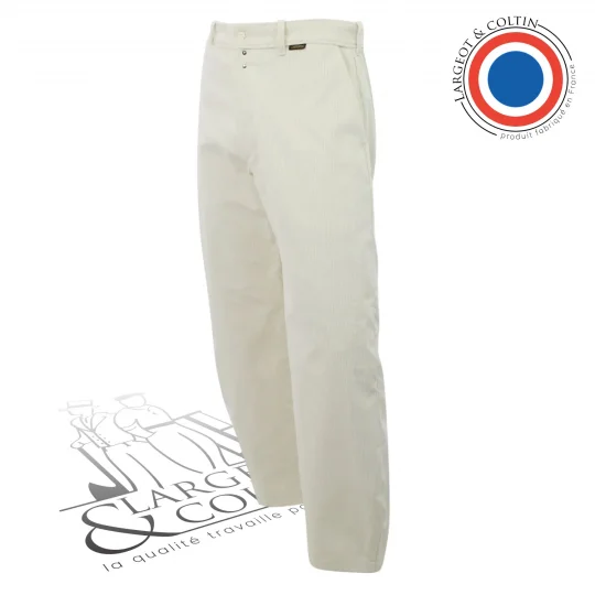 Pantalon tailleur de pierre en velours écru - Largeot & Coltin