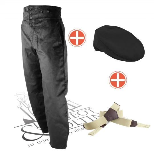 Pack Traditionnel Velours Le Laboureur- Largeot, bretelles et casquette