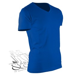 T-shirt de travail col en V bleu roi