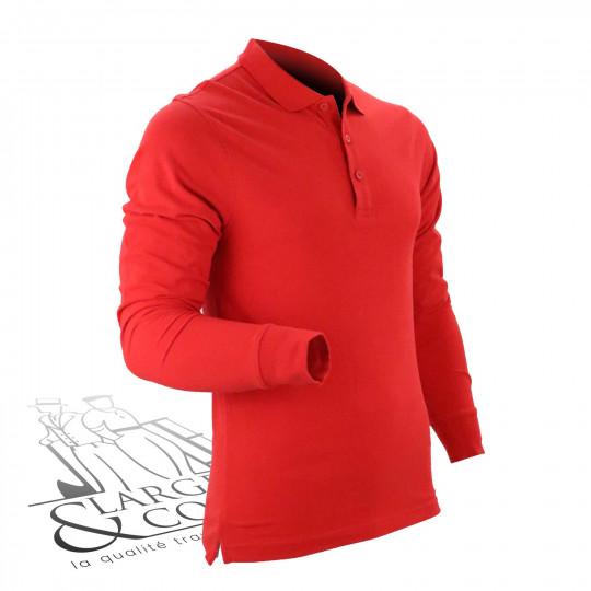Polo de travail manches longues rouge