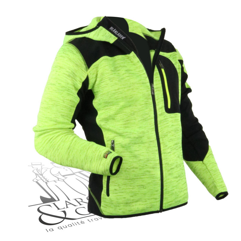 Veste polaire à capuche Blaklader jaune fluo