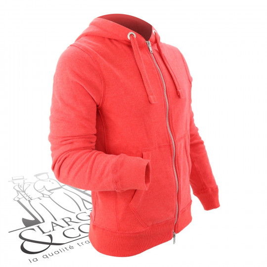 Sweat zippé à capuche rouge