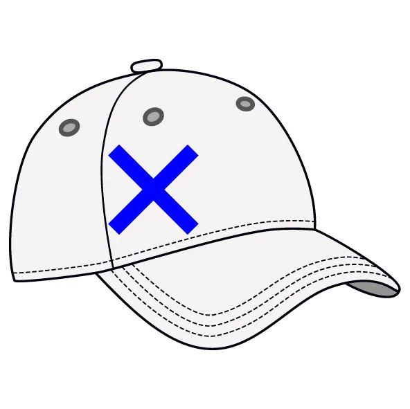 Personnalisation casquette à visière devant à droite