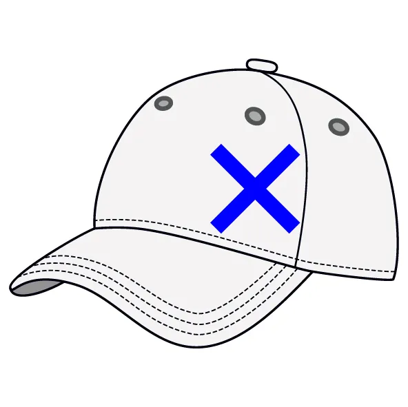 Personnalisation casquette à visière devant à gauche